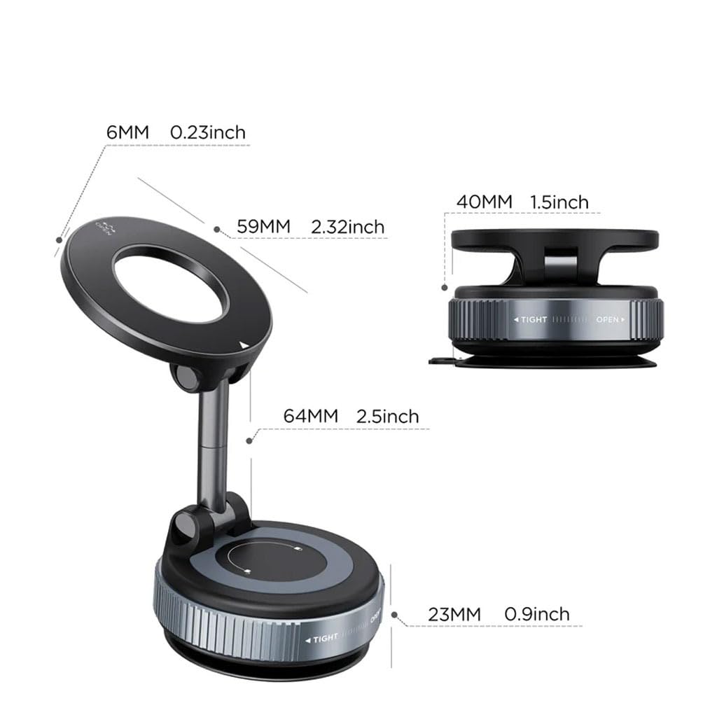 Bigsmall Magrip Pro Magnetic Car Phone Holder | 360° Rotation | Adjustable Arm | Strong Suction Mount for Dashboard | Android & iPhone Compatible | Universal Mobile Holder for Car | Black