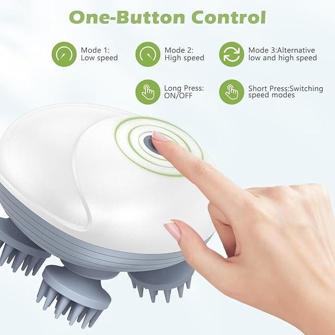 Xenos Electric Head,Scalp Massager | Rechargeable Head Kneading Massage Machine | 3 Speed Mode Handheld.Portable,Scalp Scratcher Body Massager for Hair Growth,Deep Clean & Stress Relaxation (White)