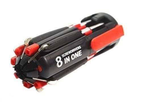 PPERFECT TECH 8in1 Screwdriver Set with 6 LED Lights, Portable multifunctional 8-in-1 Screw driver tool set kit with torch and magnetic heads for Mobile, Laptop repairing & Household work.