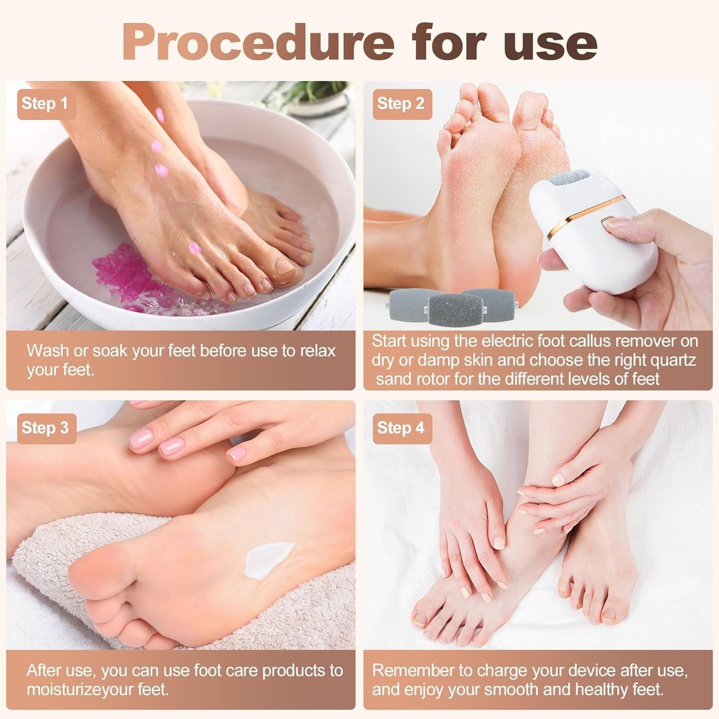 Rechargeable Callus Remover Pedicure Device for Women - Foot Scrubber for Dead Skin (pedicure machine)