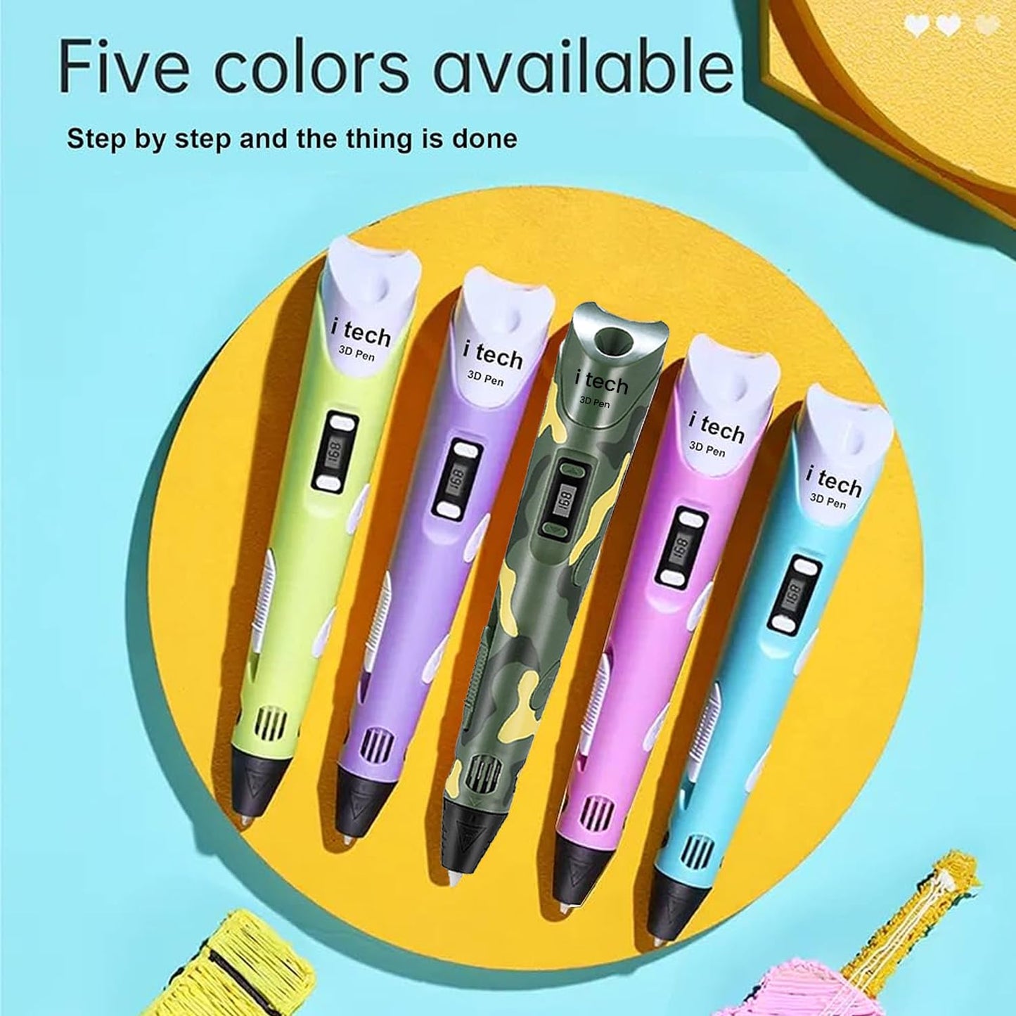 3D I tech (Pink) Magic 3D Pen with (12 in 1) 5M PLA Filaments for 3D Printing with Speed Control, Advanced Temperature Regulation, OLED Display & Ergonomic Design – Compatible.