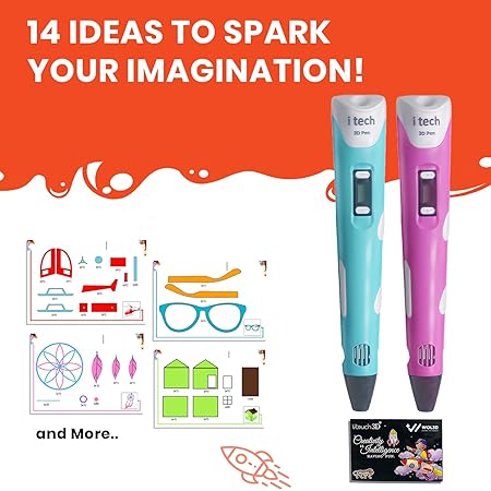 3D I tech (Pink) Magic 3D Pen with (12 in 1) 5M PLA Filaments for 3D Printing with Speed Control, Advanced Temperature Regulation, OLED Display & Ergonomic Design – Compatible.
