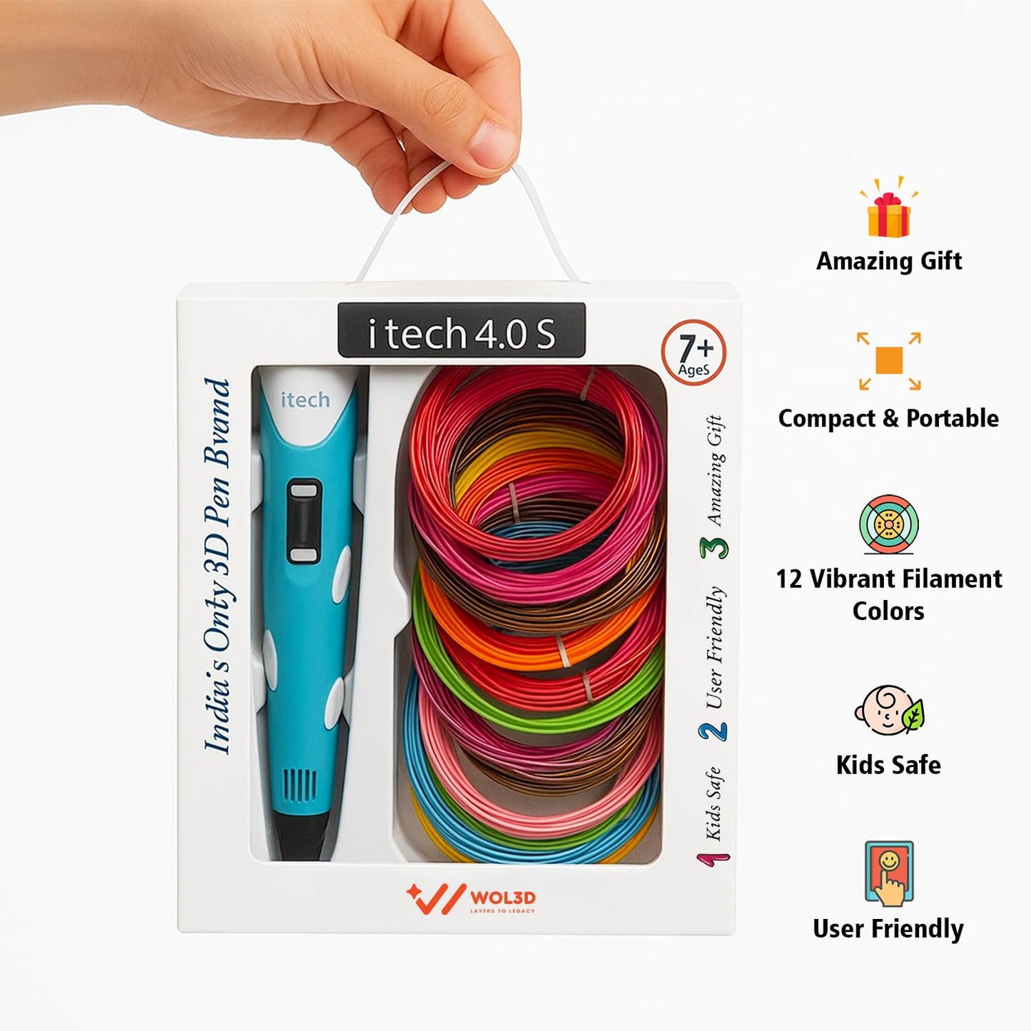 3D I tech (Pink) Magic 3D Pen with (12 in 1) 5M PLA Filaments for 3D Printing with Speed Control, Advanced Temperature Regulation, OLED Display & Ergonomic Design – Compatible.