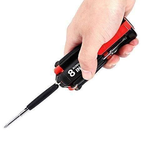 PPERFECT TECH 8in1 Screwdriver Set with 6 LED Lights, Portable multifunctional 8-in-1 Screw driver tool set kit with torch and magnetic heads for Mobile, Laptop repairing & Household work.