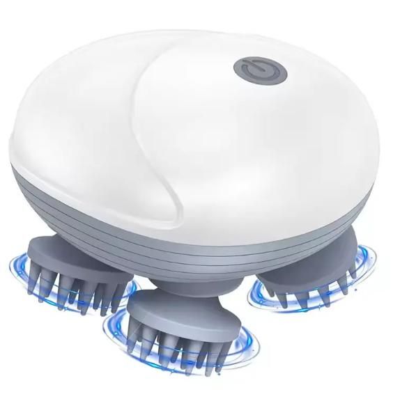 Xenos Electric Head,Scalp Massager | Rechargeable Head Kneading Massage Machine | 3 Speed Mode Handheld.Portable,Scalp Scratcher Body Massager for Hair Growth,Deep Clean & Stress Relaxation (White)