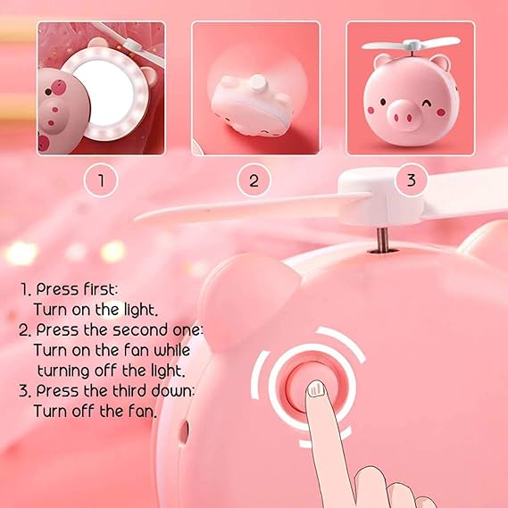 travel Mini Carton Make Up/Mirror with LED Lights USB Fan ( Color May Vary )