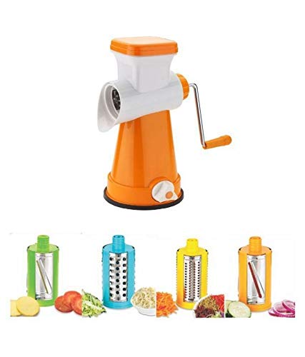 Home Turf 4 in 1 Drum Grater Shredder Slicer for Vegetable, Fruits, Chocolate, Dry Fruits, Salad Maker