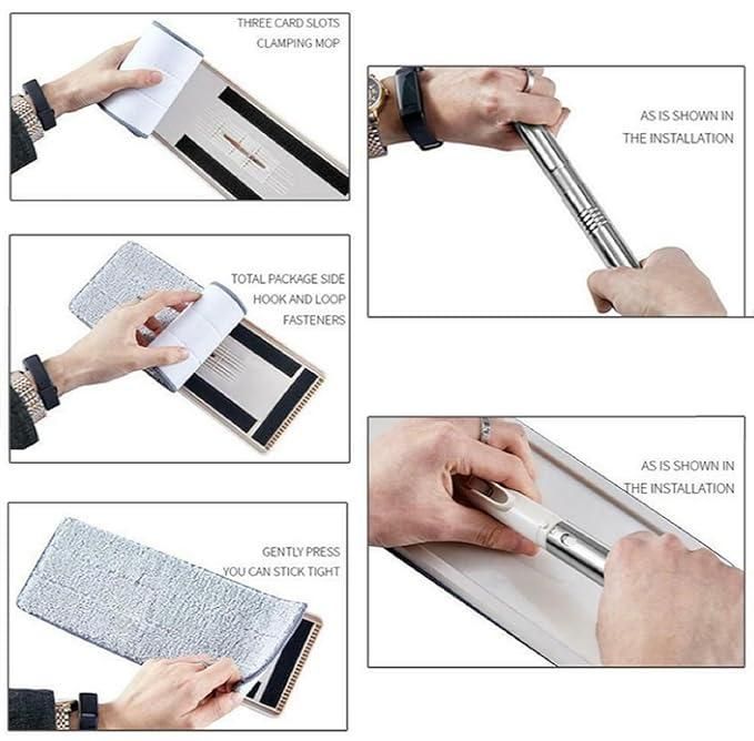 Heavy-Quality-Floor-Mop-with-Bucket,-Flexible-Kitchen-tap-Flat-Squeeze-Cleaning-Supplie (White)