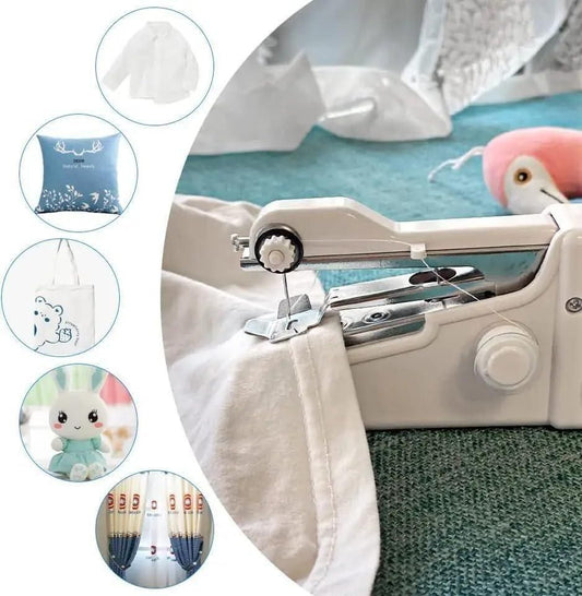 Handy Sewing/Stitch Handheld Cordless Portable White Sewing Machine for Home Tailoring, Hand Machine | Mini Silai | White Hand Machine with Adapter