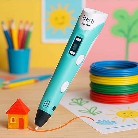 3D I tech (Pink) Magic 3D Pen with (12 in 1) 5M PLA Filaments for 3D Printing with Speed Control, Advanced Temperature Regulation, OLED Display & Ergonomic Design – Compatible.