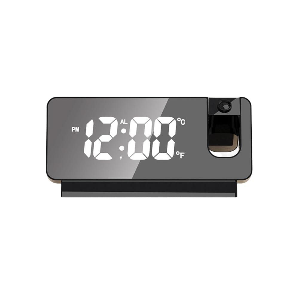 Projector Alarm Clock LED Display Digital Projection Alarm Clock Mute Mirror USB Office Clock with 180° Projector for Bedroom Digital Alarm Clock Temperature Display