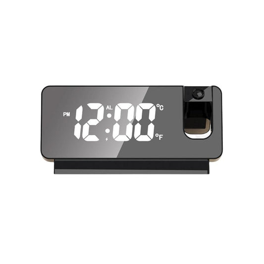 Projector Alarm Clock LED Display Digital Projection Alarm Clock Mute Mirror USB Office Clock with 180° Projector for Bedroom Digital Alarm Clock Temperature Display