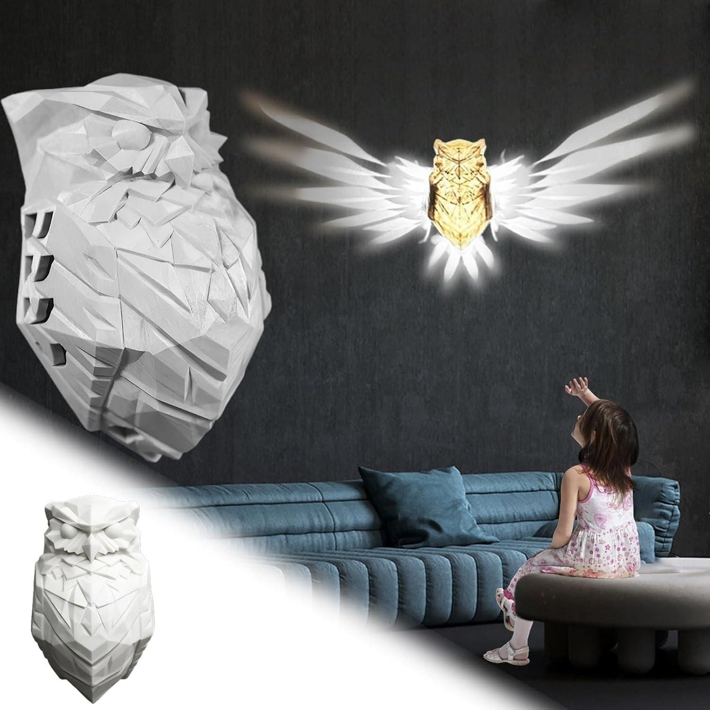 Eagle Wall Light | 3D Eagle Wall Light | Eagle Wall Lamp | Eagle Shape Projector Light | Dynamic 3D Bird Wall Lamp | Night Owl Lamp | Bald Eagle Wall Light