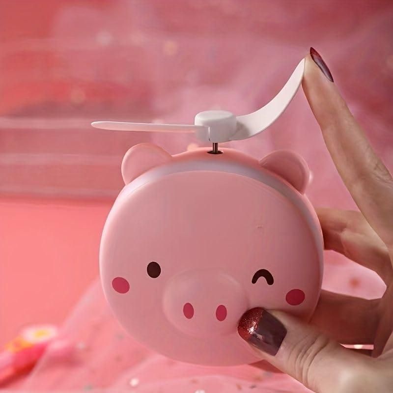 travel Mini Carton Make Up/Mirror with LED Lights USB Fan ( Color May Vary )