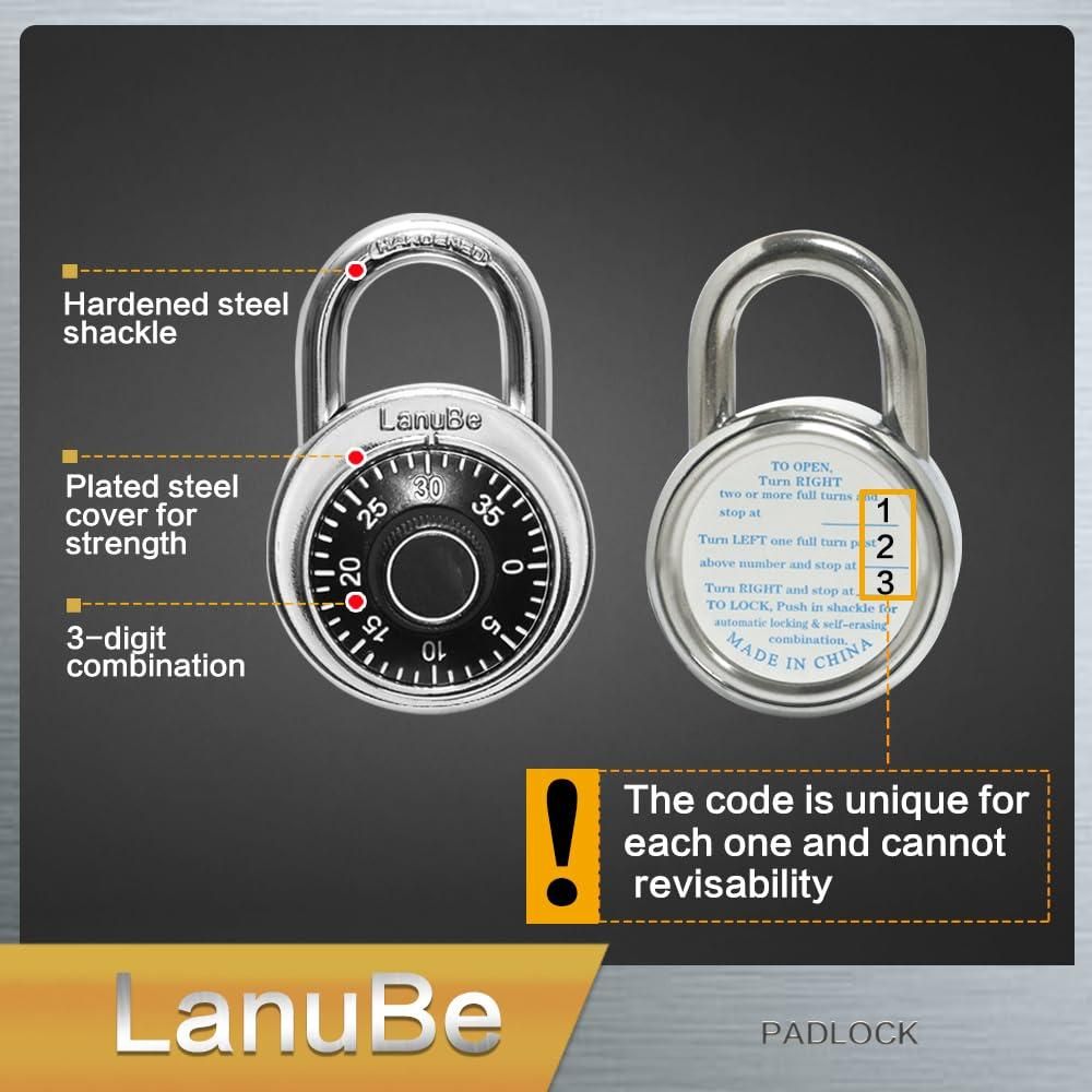 Standard Dial Combination Lock, 2 in. Wide with Different Combination Padlock [945C] Candado Combinacion