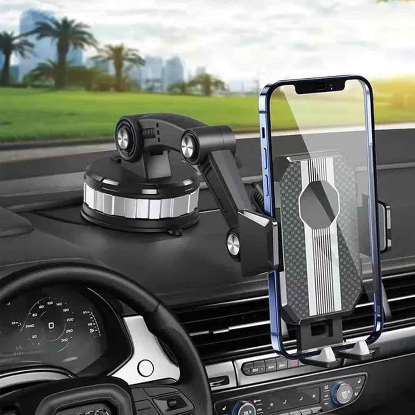 Car Phone Holder Mount, Suction Cup Cell Phone Holder Stand, Universal Dashboard/Windshield/Window Phone Holder One-Button Pop-up Strong Suction Cell Phone Car Mount
