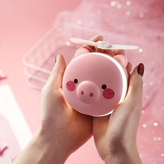 travel Mini Carton Make Up/Mirror with LED Lights USB Fan ( Color May Vary )