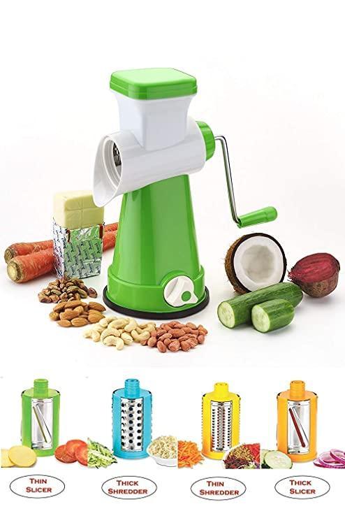 Home Turf 4 in 1 Drum Grater Shredder Slicer for Vegetable, Fruits, Chocolate, Dry Fruits, Salad Maker