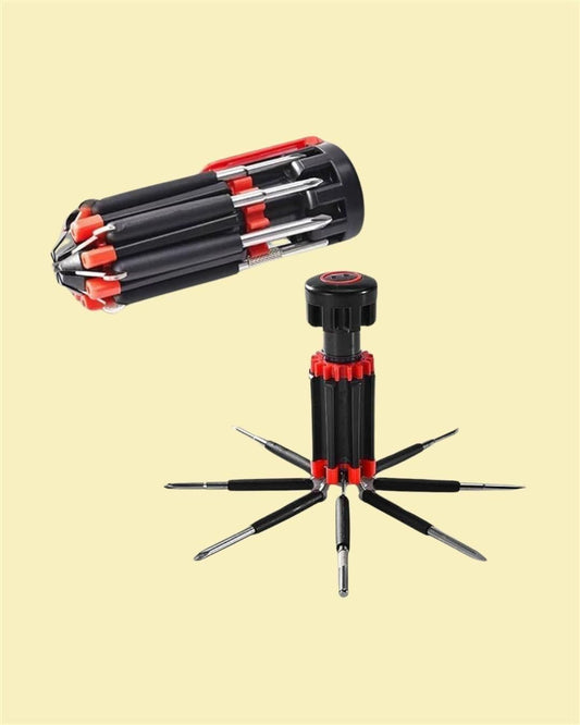 PPERFECT TECH 8in1 Screwdriver Set with 6 LED Lights, Portable multifunctional 8-in-1 Screw driver tool set kit with torch and magnetic heads for Mobile, Laptop repairing & Household work.